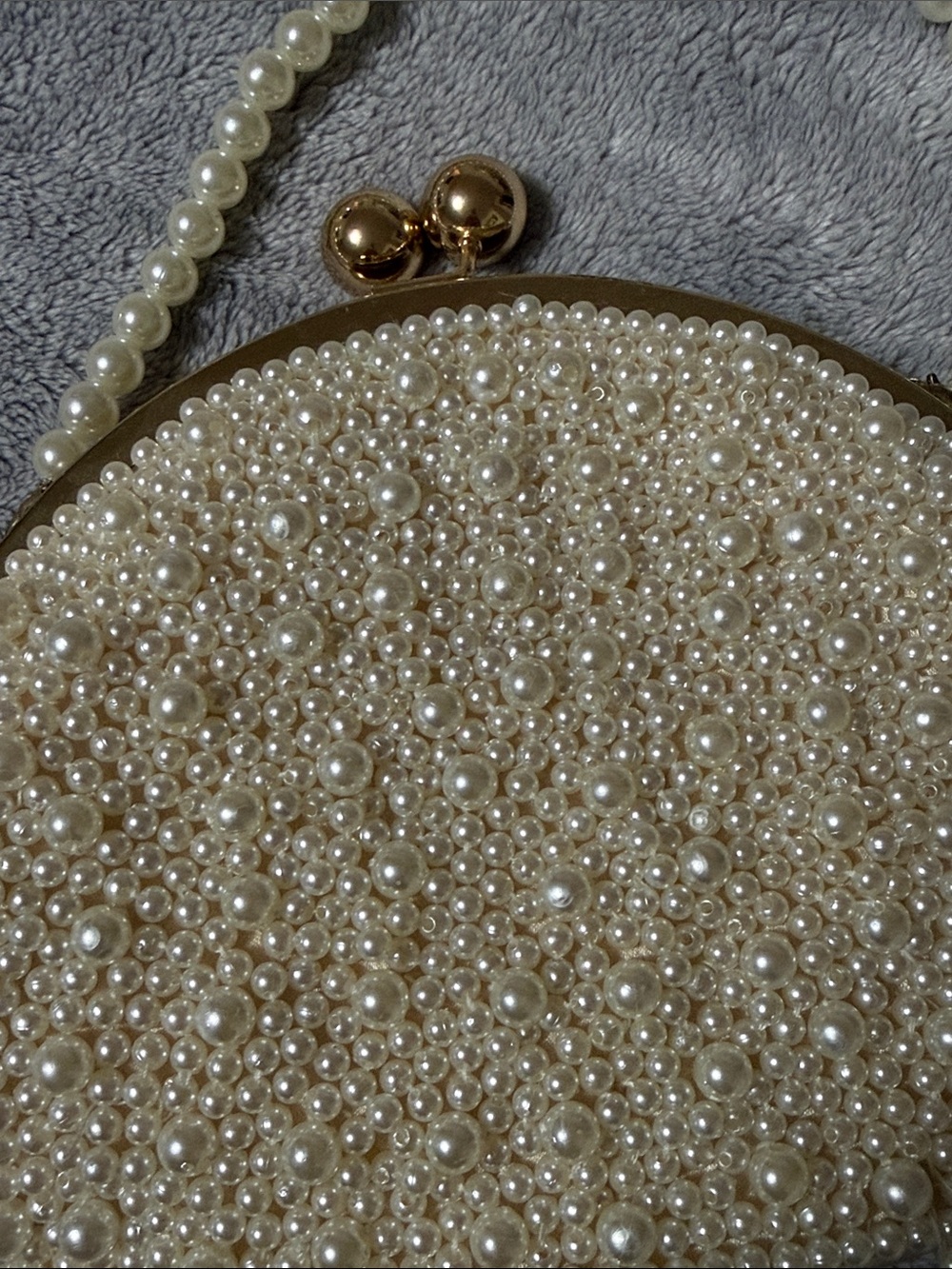 Pearl Beaded Evening Clutch Bag - Cream - Picture 2 of 2